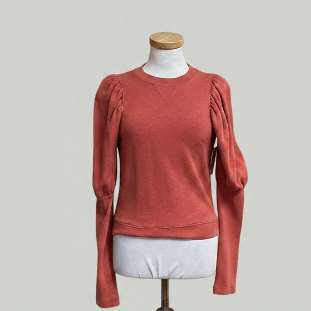 Ulla Johnson coral puff sleeve Philo sweatshirt, size P
